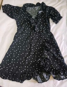 Ruffled Hem Black Dress