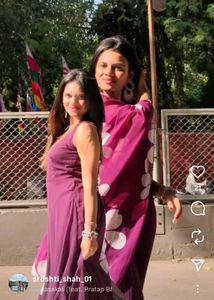 Elegant Purple Dress With Floral Duppata