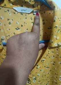 Sztori Mustard Floral Print Pathani Kurta