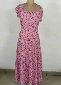 Faballey Pink Ditsy Floral Maxi Dress