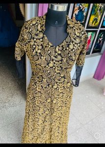 black designer kurti n plazoo