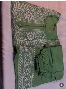 Never Used Green Chikkankari Embroidered Kurta