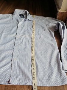 Blue &amp; White Check Office Wear Shirt