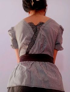 Checkered Peplum Top