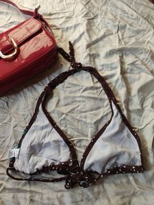 Polka Dot Brown Bikini Top