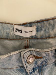 ZARA Distressed Denim Light Wash Flare Jeans