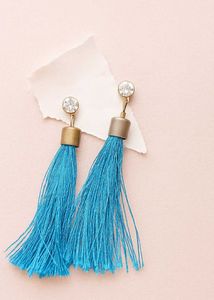 White Stoned Blue Earrings