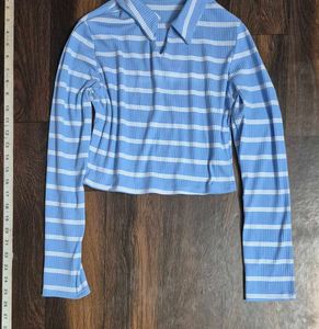 Striped Long Sleeve Crop Top