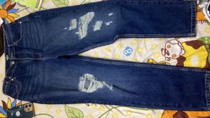 Shein ankle length mid wash distressed jeans