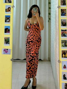 Leopard Print Slip Midi Dress
