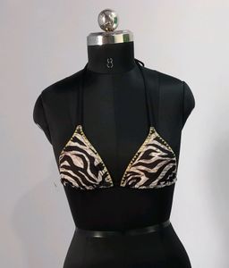 Leopard Print Tassel Beautiful Bikini Top