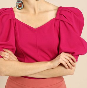 Chic Power Shoulder Pink Top