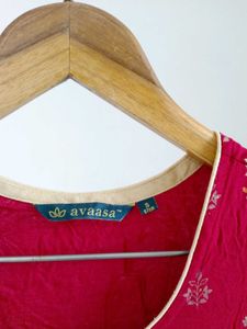 Red &amp; Gold Floral Print Kurti