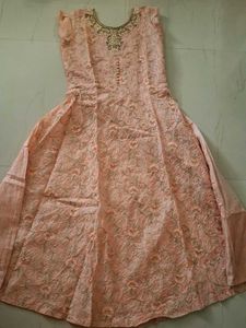 Elegant Peach Embroidered Kurta Set