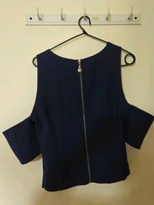 Navy Blue Cold Shoulder Top