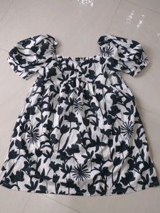 Floral Print Puff Sleeve Mini Dress