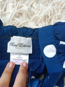 Blue Polka Dot Crop Top