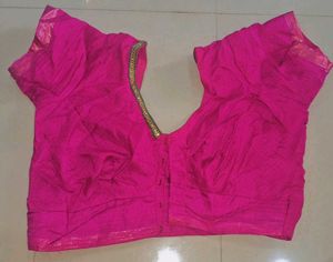 green and pink saree