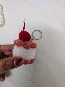 Handmade Crochet  Cake keychain 🎂
