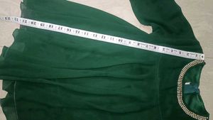Green Beaded Neckline Dress