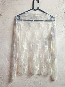 Summer Fashion See-through Lace Top White