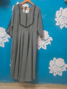 Elegant Grey Embroidered Kurta anarkali