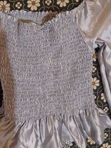 Metallic Silver Crop Top