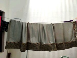 Elegant Grey Navy Blue Saree