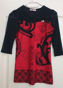 Red and Black Print Top for 8-10 yr girl