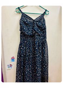 Women Fit And Flare Dark Blue Below Knee Dress 👗