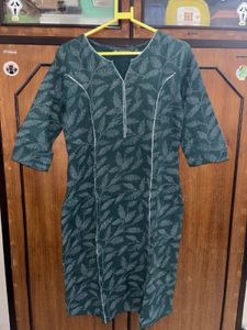 Green Kurta with White Embroidery Work