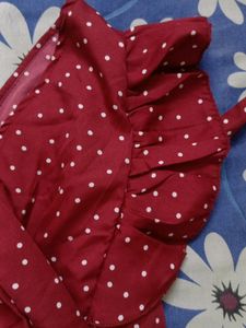 Red Polka Dot Ruffle Top
