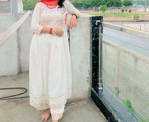 Elegant White Embroidered Anarkali Suit