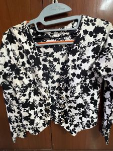 Floral Button-Down Crop Jacket