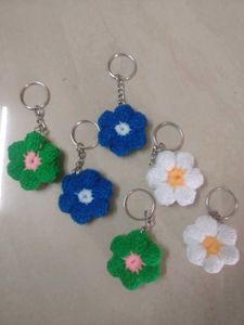 Crochet Puff Flower Keychain , Bagcharms