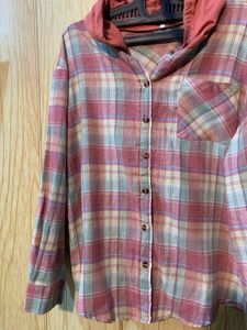 Hooded Plaid Flannel Shirt