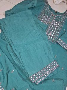 Sea Green Embroidered Kurta Set