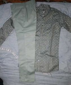 Green printed  formal pant and shirt