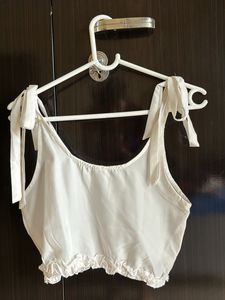 White Knot Crop Top