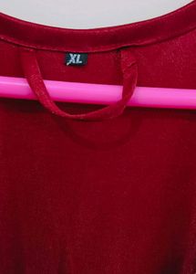 light Weight Maroon Satin Stretchable Nightwear