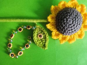 Sunflower Design Beaded Bracelet #Pinterest