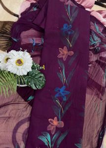 Unstiched   Cotton Suit With Brush Paint work