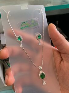 Pure Silver Chain Pendal With Earrings
