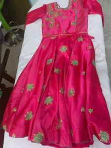 Pink Frock .28 Size New.Green Gold Pink Design Front Side.