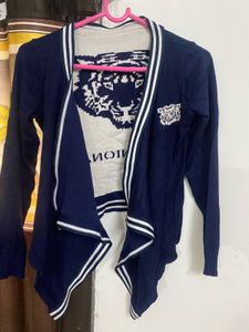 Printed Jacket In Blue Colour