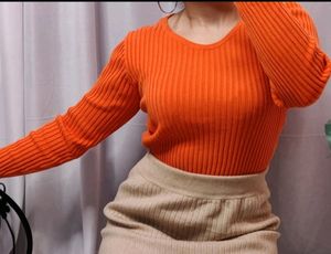 Orange Ribbed Top (Warm)