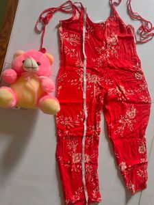 Elegant Carmine Floral Jumpsuit