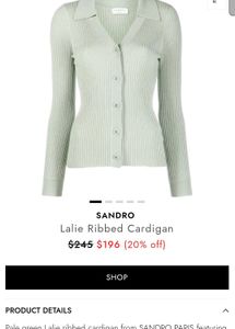 Sandro Lalie Ribbed Cardigan In Green