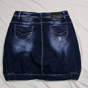 DROMEDAR Denim Art Distressed Mini Skirt