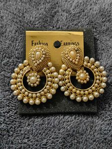 Traditional Gold-Plated Pearl Hoop Earrings